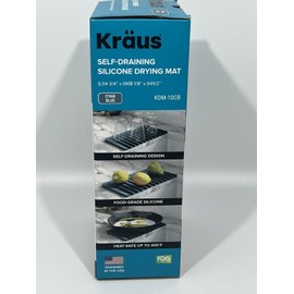 Kraus Silicone Sink Mat Self Draining Mat Cyan Blue 14 3/4" x 8 1/8" New