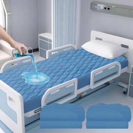 Waterproof Hospital Bed Sheet 36”*80”*9” Hospital Grade Incontinence Protection, Soft Breathable Fabric for Elderly, Adults Machine Washable Mattress Cover Protector (2, Blue)