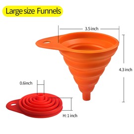 4-Pack Kitchen Funnel Set, Small and Large, Upgraded Kitchen Gadgets Accessories Foldable Silicone Collapsible Funnels for Filling Water Bottle Liquid Transfer Food Grade