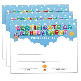 25 Certificate of Achievement,Fun Colorful Diploma or Certificate for Kids, Colorful Certificate of Recognition for Winning or excelence in a Kid's Competition.
