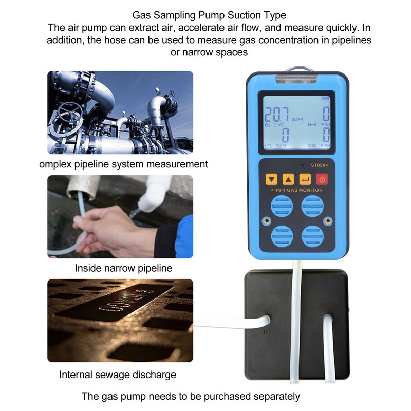 Gas Monitor 4 in 1 CO H2S O2 LEL Accurate
