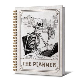 Zpvuklkl Planner Notebook for Men-CuteTarot Card Notebook Depression Quotes For Women Friends Gifts On Birthday Christmas Mother's Day,Gothic Goth Skull Gold Spiral Bound Hardcover,5.8"x8.3"