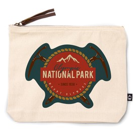 Olympic National Park, Washington, Mount Olympus, Press Artwor, 100% Cotton Zipper Pouch, Travel Accessory, Go Bag