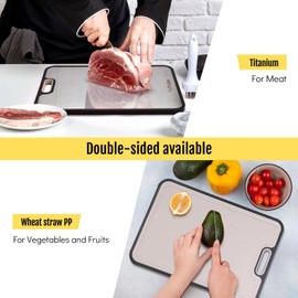 Titanium Cutting Board, 2025 New Upgrade Double Sided Titanium Cutting Board for kitchen, Hygiene & Durability Wheat straw PP & Titanium Chopping Board, Non Stick Titanium Cutting Mat