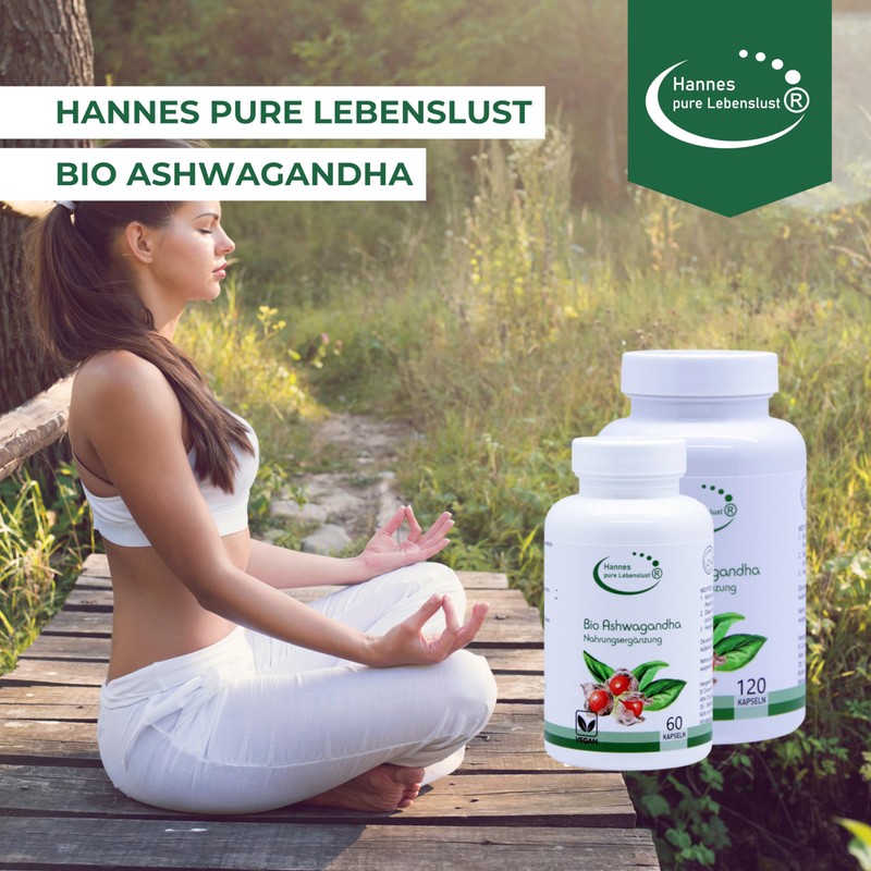 Hannes Pure Lebenslust Ashwagandha 120 Kapseln, 1 Monat Vorrat, Frei
