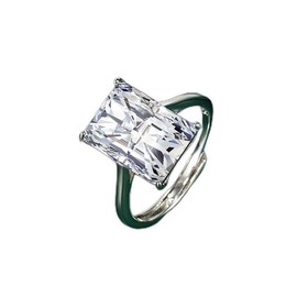 LAIFULA Huge 4CT Bridal Ring Sets Square Cut Cubic Zirconia Wedding Band CZ Engagement Rings for Women Size Adjustable（White）