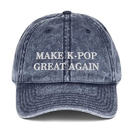 Make K-Pop Great Again Hat (Embroidered Vintage Cotton Twill Cap) Navy