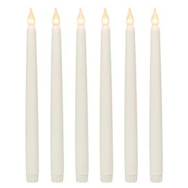 WYZworks 11" Real Wax LED Flameless Ivory Taper Flickering Candles Lights, Battery Operated Candlesticks for Holiday Christmas Valentine Menorah Candelabra Home Wedding Window Décor - 6 Pack