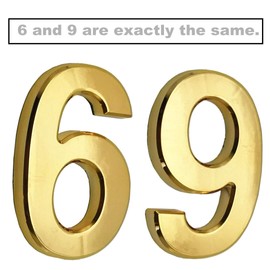 HopeWan 4 Inch House Mailbox Numbers #6, Self-Stick Door Address Sign Number Stickers for Apartment, Home Room, Outside Yard Available, Pack of 2, 2024 Style. (4 Inch - NO.6, Gold)