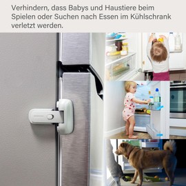 Heart of Tafiti Baby Safety Fridge Lock, Freezer Lock, Child Safe Fridge Freezer Door Lock, No Drilling or Screws (Grey)