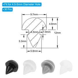 PATIKIL 30 Stück Silikonstopfen 5 mm Silikon Lochstopfen, Runden Gummistopfen, Montagedurchmesser für 4.5-5 mm abdeckkappen für bohrlöcher blindstopfen, verschlussstopfen, Weiß