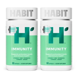 Habit Immunity Supplement 2 Pack (120 Capsules) - New Look, Echinacea, Elderberry, Turmeric, Zinc Blend to Support Immune Health and Antioxidant Levels, Vegan, Non-GMO