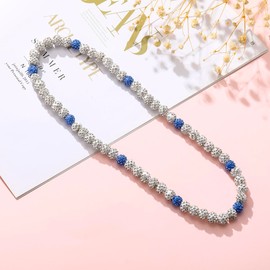 Generic Baseball Necklaces for Baseballer Beaded Necklace Rhinestone Baseball Necklace Jewelry Gift (White), 0.3X0.3X0.6in