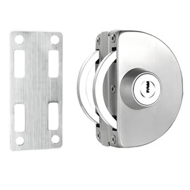 Qrity No Drilling Stainless Steel Glass Door Lock Sliding Door Glass Lock Single Glass Door Lock with 3 Copper Buttons Suitable for Glass Door Thickness 10 ~ 12 mm