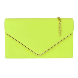 Girly Handbags Ladies Faux Suede Envelope Clutch Bag, Lime