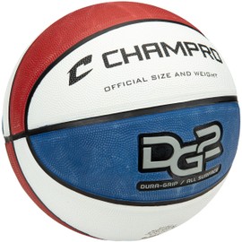 Champro Dura-Grip 230 Rubber Basketball, Women's Size 28.5, Red, White, and Blue