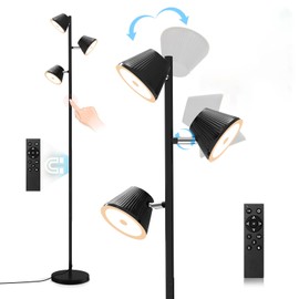 LED Tree Floor Lamp 42W, 4200 Lumens Super Bright Floor Lamps for Living Room with Remote & Touch Control, 3 Rotatable Lights 4 Color Temperatures, Modern Tall Standing Lamp for Bedroom Office