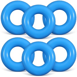 JellyArch 6 Pcs Inflatable Pool Floats 24 Inches Swim Tube Bulk for Adults Swimming Ring Pool Floaties for Beach Party Decorations Women and Men River Lake Summer Vacation Holiday (Blue)