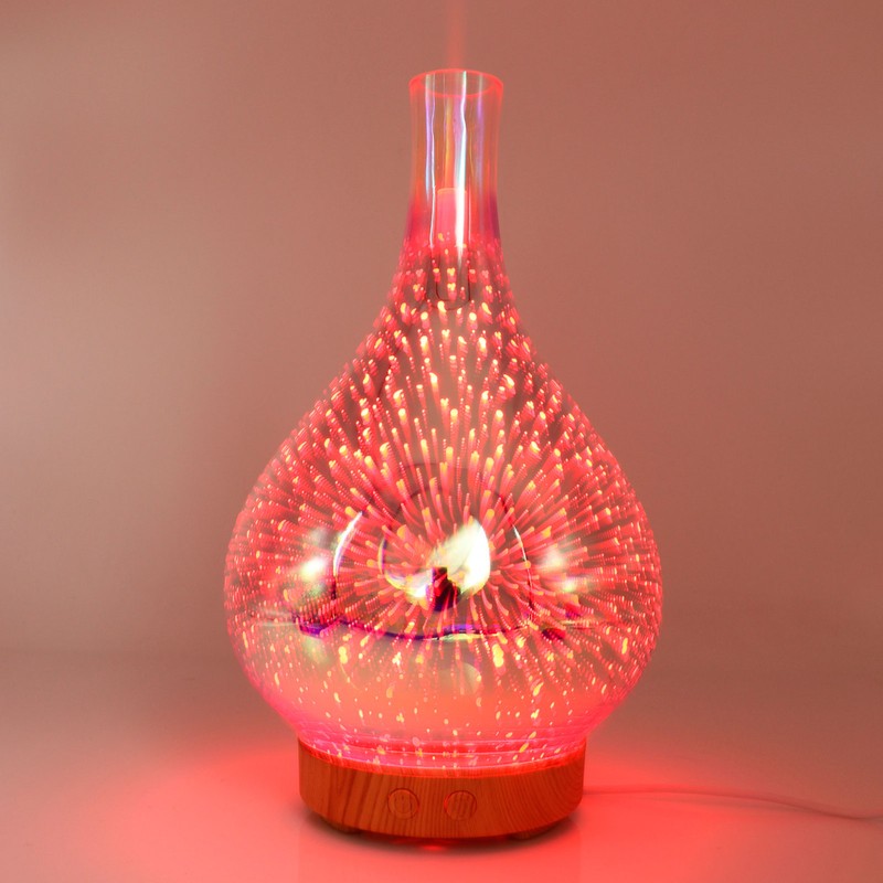 100ml Glass Essential Oil Aroma Diffuser Colorful Light Ultrasonic Humidifier