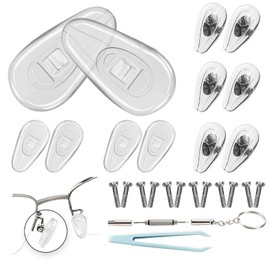 Eyeglass Nose Pads, 6 Pairs Screw-in Glasses Repair Kit with Screwdriver and Small Screws, Thick Silicone Nose Pads with Air Chamber
