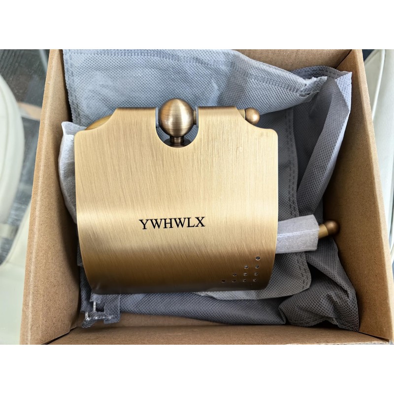 YWHWLX トイレットペーパーホルダー 真鍮製 紙巻器 カバー付き 壁掛け おしゃれ アンティーク風 バスルーム装飾