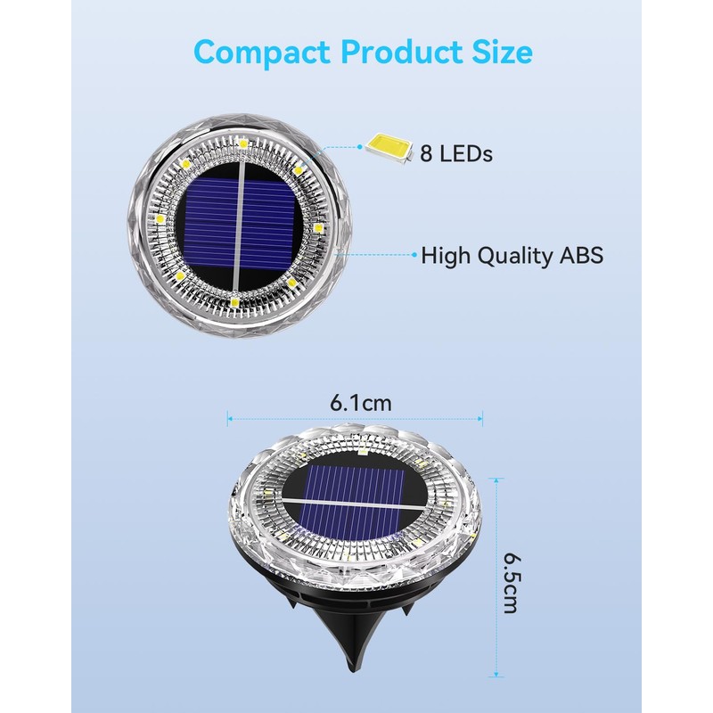 12 Pack Mini Solar Powered Ground Lights, Bright LED Solar