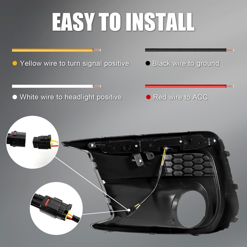 Fancemot LED Fog Lights White Daytime Running Lights (DRL) Amber
