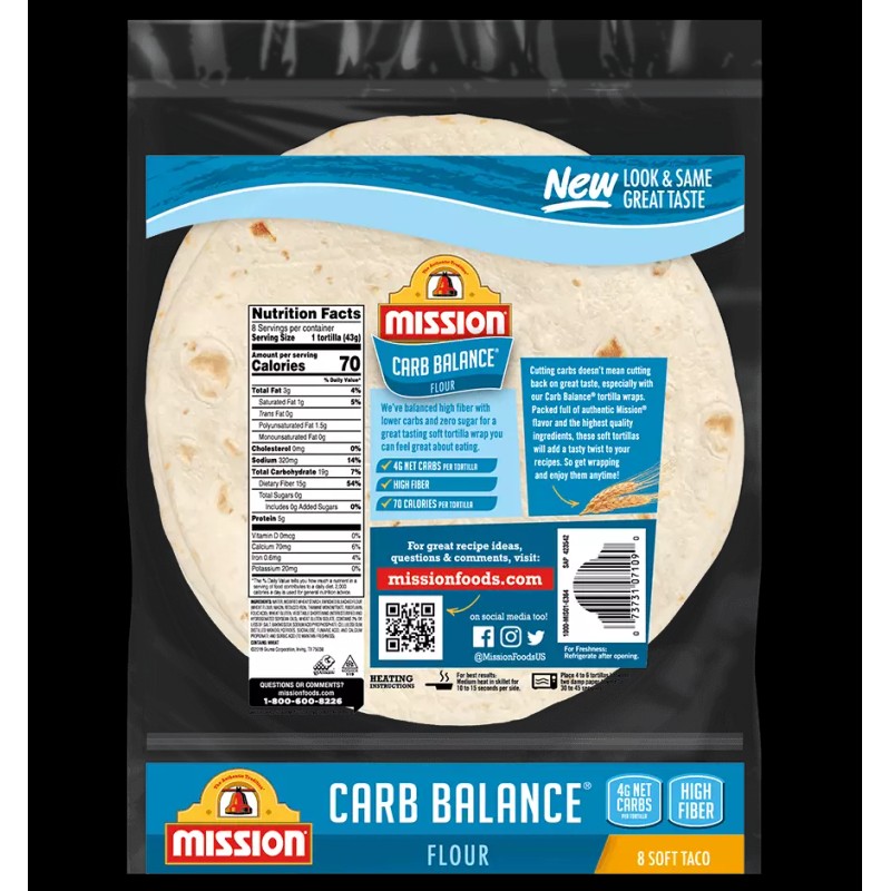 Mission Carb Balance 8" Soft Taco Flour Tortillas - 8