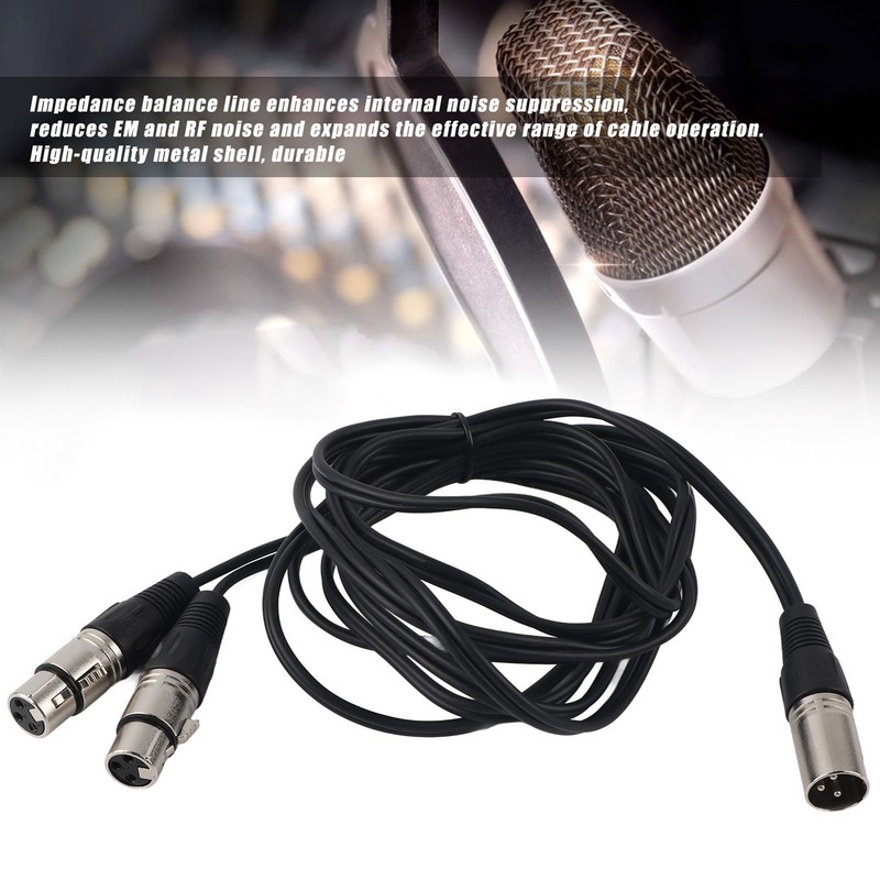 XLR Male to Dual XLR Female Cable Microphone Stereo Balanced