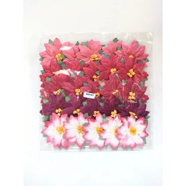 Promlee Flowers 25 Poinsettias, Red Mix Mulberry Paper Poinsettias, Christmas Flowers,  #MXD-061