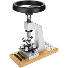 Juego de herramientas para prensar relojes, herramientas para desmontar la tapa trasera del reloj, juego de herramientas para prensar relojes con base metálica, abridor de tapa trasera