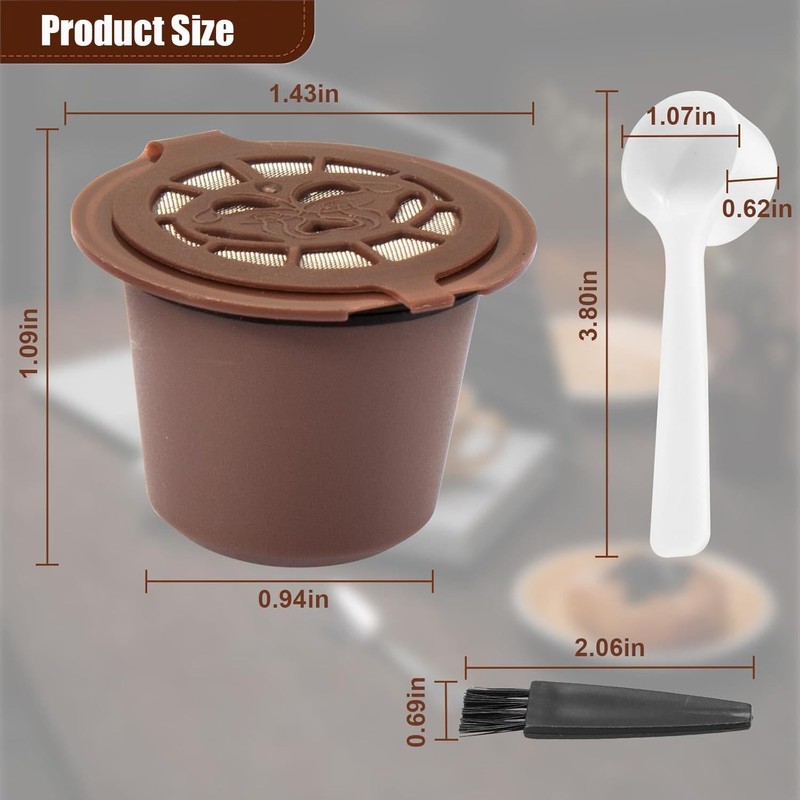 Yerleomit Pack of 6 Refillable Coffee Capsules for Nespresso, Refillable