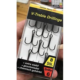 FTM Seika Pro Treble Hooks V-Treble Treble Hooks for Spinning Fishing for Pike, Zander and Perch, Fishing Hooks, Predator Hooks, Size/Package Contents: Size 6/8 Pieces