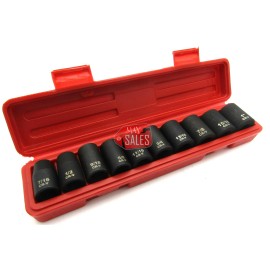Cal-Hawk 10pc 1/2" Drive Shallow Impact Socket Set SAE 6 Point Sockets w/ Case New