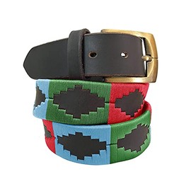 Carlos Diaz Mens Womens Premium Unisex Brown Leather Embroidered Designer Polo Belt (120 cm/ 46-48 Inches)