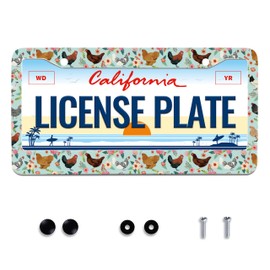 Chicken Flower License Plate Frame Funny Animal Stainless Steel License Plate Frames for Car Decorative Parts Rustproof for Standard Us Canada License Plate Holder Unisex 12x6 Inch