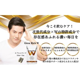 グローリッチW 30日分（60粒）【 特許取得成分 】 男性用 ヘアケア サプリ ウロリチン 卵殻膜抽出物 ヒシエキス ケラチン GABA 亜鉛酵母 マルチビタミン 国内ＧＭＰ認証工場