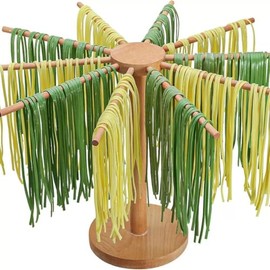 ZHYEE Wooden Pasta Drying Rack – Collapsible & Detachable Noodle Hanger for Fresh Homemade Pasta, Spaghetti, Fettuccine – Natural Beechwood Dryer Stand – Easy to Clean & Store