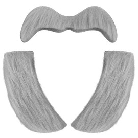 EMORBALS Fake Beard, Gray Fake Mustache，Self-Adhesive Beard Costume for Teens and Adults(Gray)