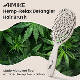AIMIKE Hemp-Relax Detangler Hair Brush, Bio-Friendly Detangling Brush for Curly Straight Hair, Vented Hairbrush w/Soft Bristles, Glide Through Tangles with Ease for Women, Men, Kids, Wet & Dry Hair