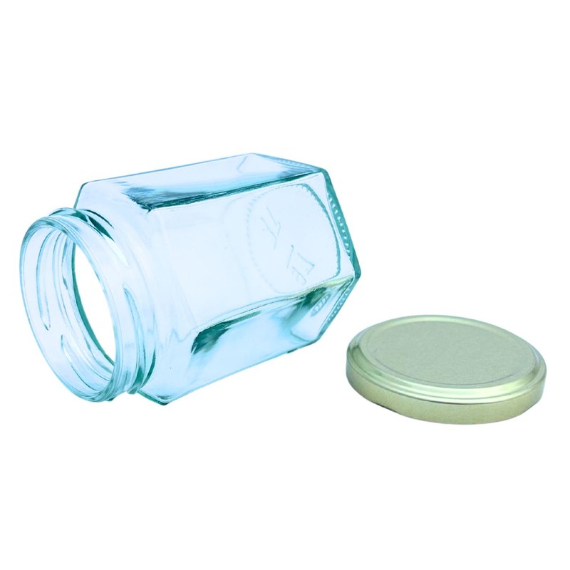 Bramley & Sage 190ml 8oz Hexagonal Jam Jar with Gold