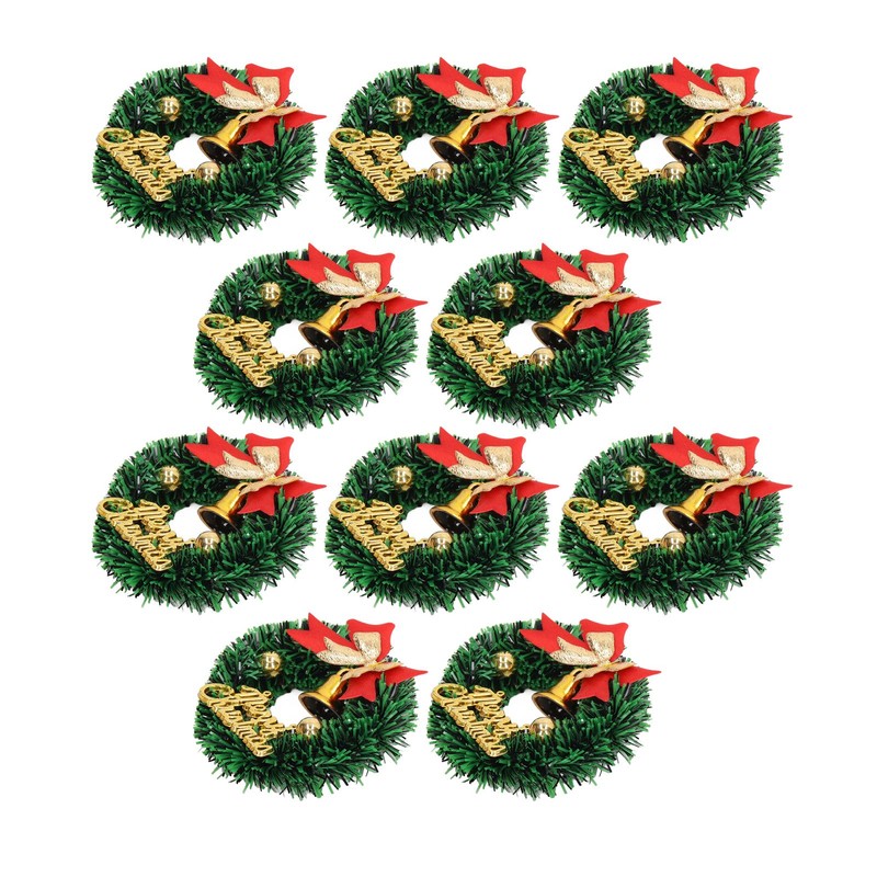 10PCS Dollhouse Christmas Wreaths Simulation Plastic Garland Model for 1/12