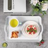2 Pack Melamine Serving Trays with Handles, Large White Rectangular