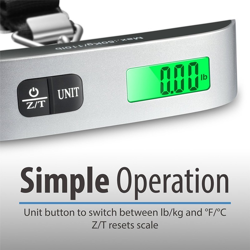Fosmon Digital Luggage Scale (2 Pack), LCD Display Backlight Temperature