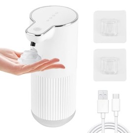 Dispensador de Jabon Baño Cocina Automatico, 350ml Despachador De Jabon Liquido Sin Contacto, Sensor IR Inteligente 4 Velocidades Ajustables y USB Rec