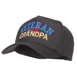 Veteran Grandpa Embroidered Solid Cotton Prostyle Cap - Black OSFM