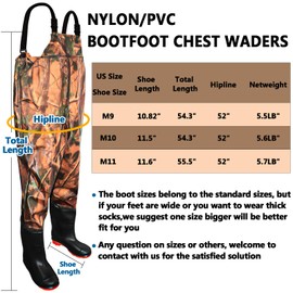 Aollerfilery Fishing Waders with Boots,PVC Breathable Fishing Chest Waders for Men and Womenm,Waterproof Bootfoot Wader (M10)