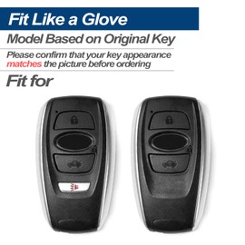 INFIPAR Fit for Subaru WRX BRZ Ascent Forester Crosstrek Legacy Outback Impreza XV WRX STI XV Crosstrek Genuine Leather Smart Key Fob Case Cover Keyless Entry Protector (5-Button, Black)