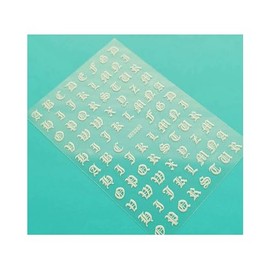 Art Old English Letters Latin Nail Decals Sticker Xf3262 White Nail Wraps Stickers Manicure Supplies for Women Nails Full Long Lasting Easy Apply and Remove