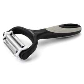 Lantana 3 in 1 Peeler with Serrated Vegetable Julienne Slicer for Speed Peeling of Potato, Carrot and All Kinds of Veg & Soft Skinned Fruit. Black/Stainless Steel